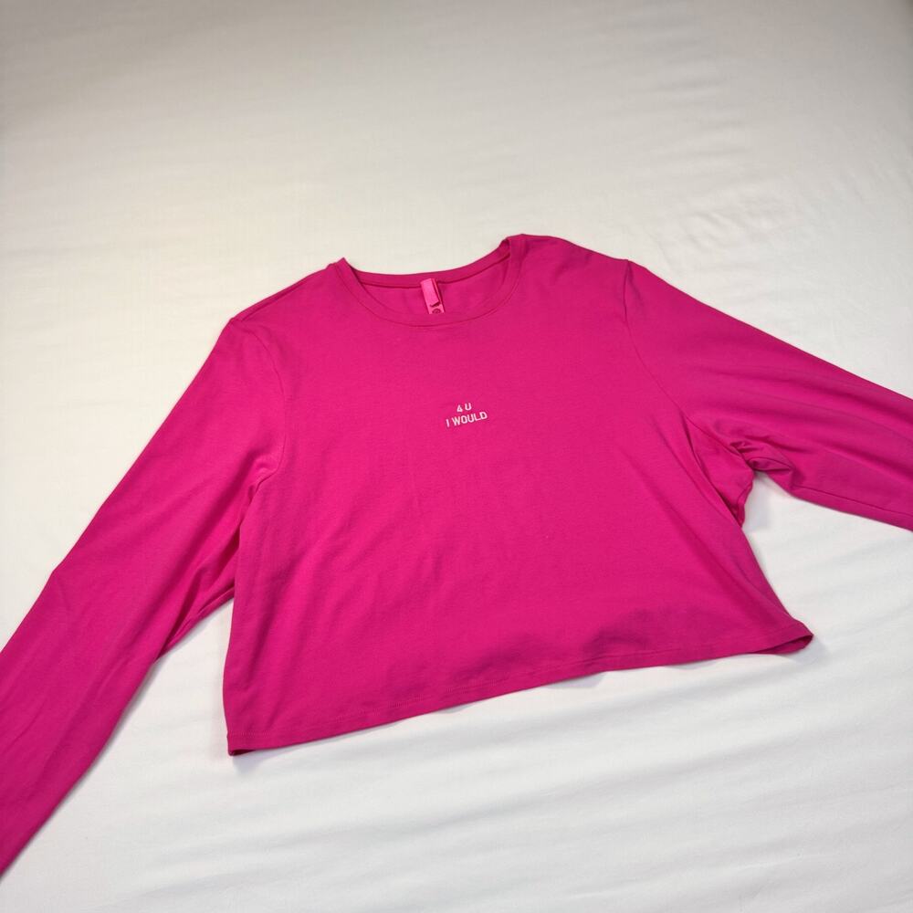 SKIMS Hot Pink Cropped Tee 4XL Rare Barbiecore Y2K 4U I WOULD Festival Statement - Picture 9 of 16